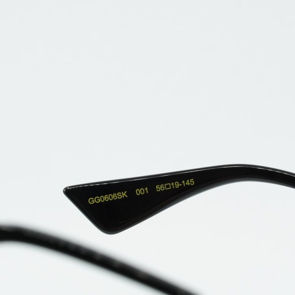 Gucci GG0606SK 001 Sunglasses Black/Gold Square Frame, Grey Lenses - Picture 11 of 12